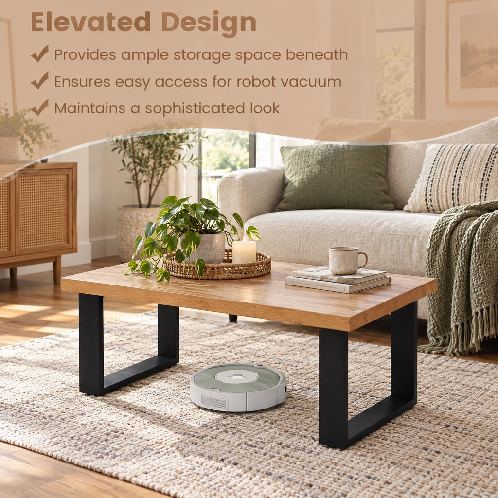 Airfind 47 inch Farmhouse Style Rustic Coffee Table with Thickened Tabletop and Natural Wood Texture, 176 lbs Capacity, Engineered Wood Frame, Oak