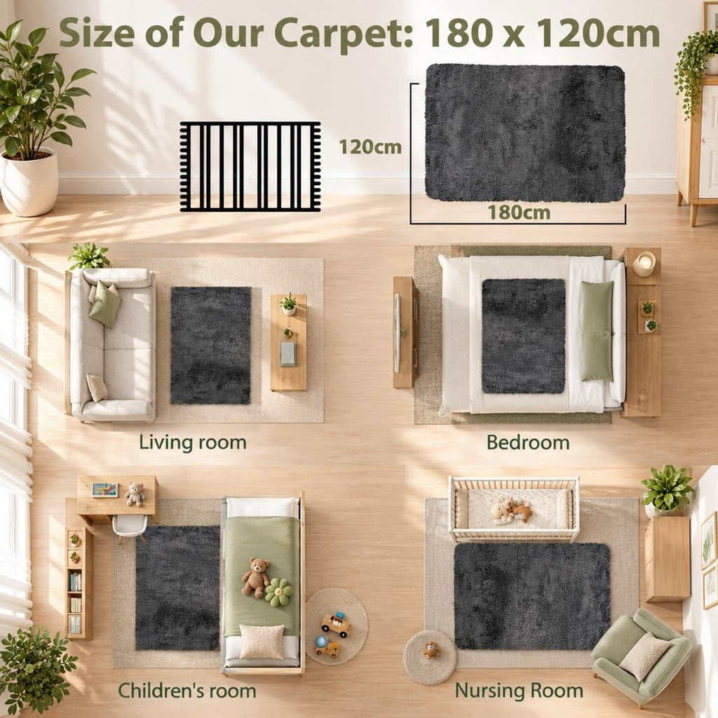 Airfind 4x6 Feet Modern Soft Shag Rug with Non-slip Grip Dots, Polyester Sponge, 4 FT X 6 FT for Convenient Everyday Use, Gray