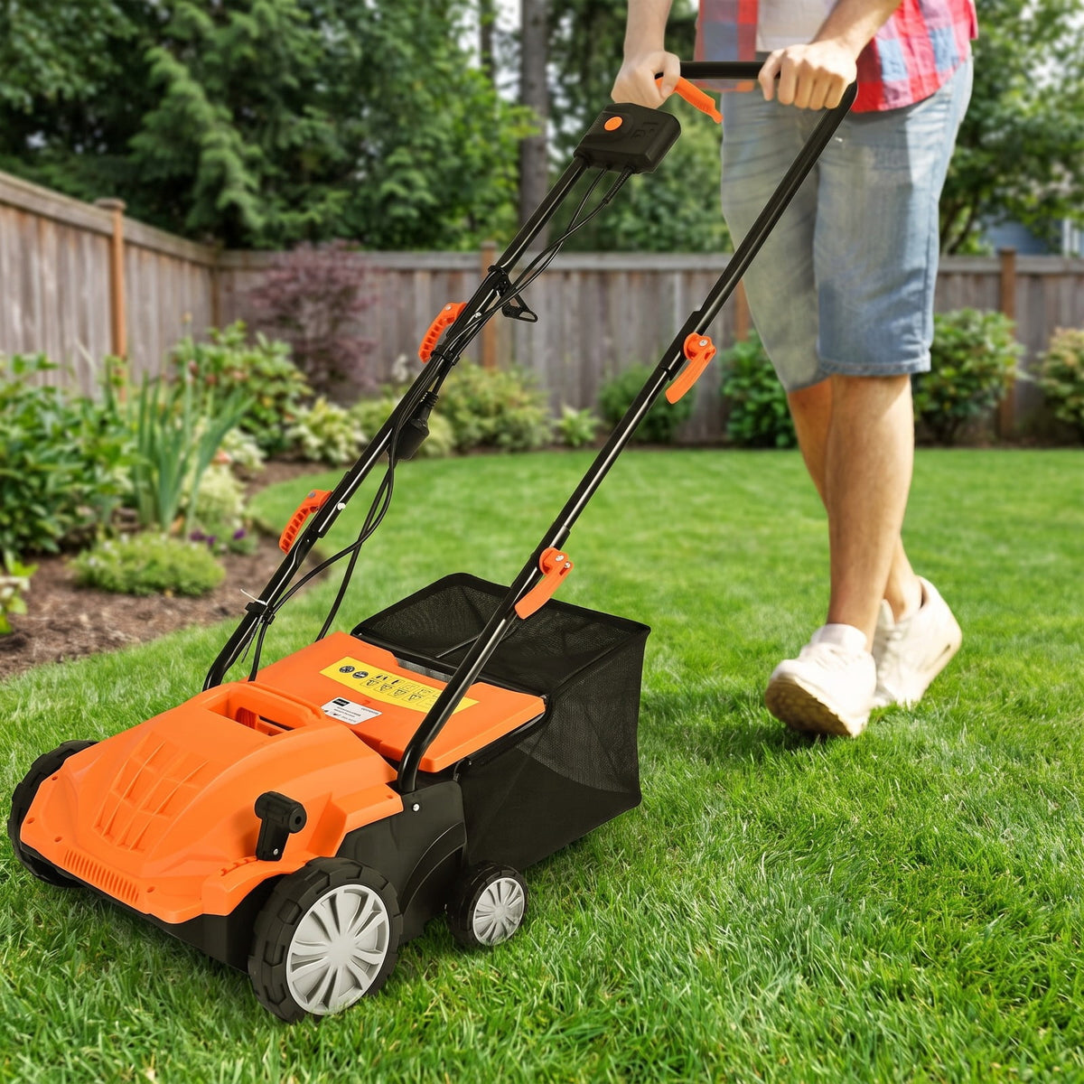 Airfind 13 Inch 12 Amp Electric Scarifier with Collection Bag and Removable Blades, PP steel Frame, Orange