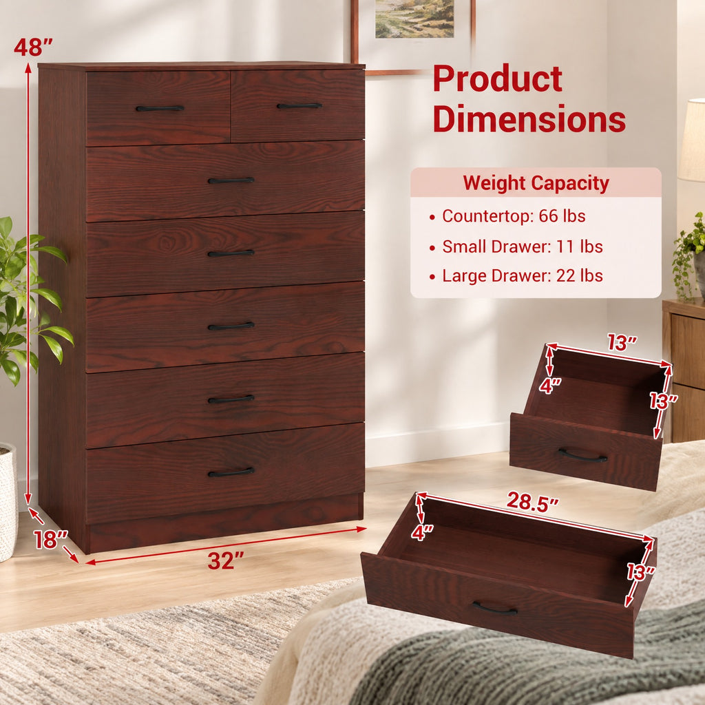 Airfind Wooden Chest of Drawers with Anti, 66 lbs Capacity, Engineered Wood MDF Frame, 32 x 18 x 48 Footprint, White