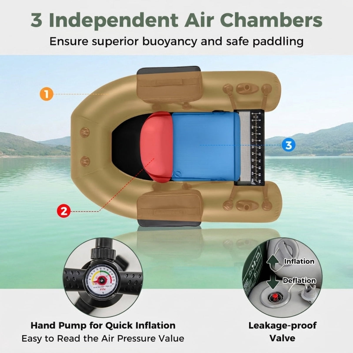 Airfind Inflatable Float Tube for Fly Fishing with Storage Pockets, Camouflage