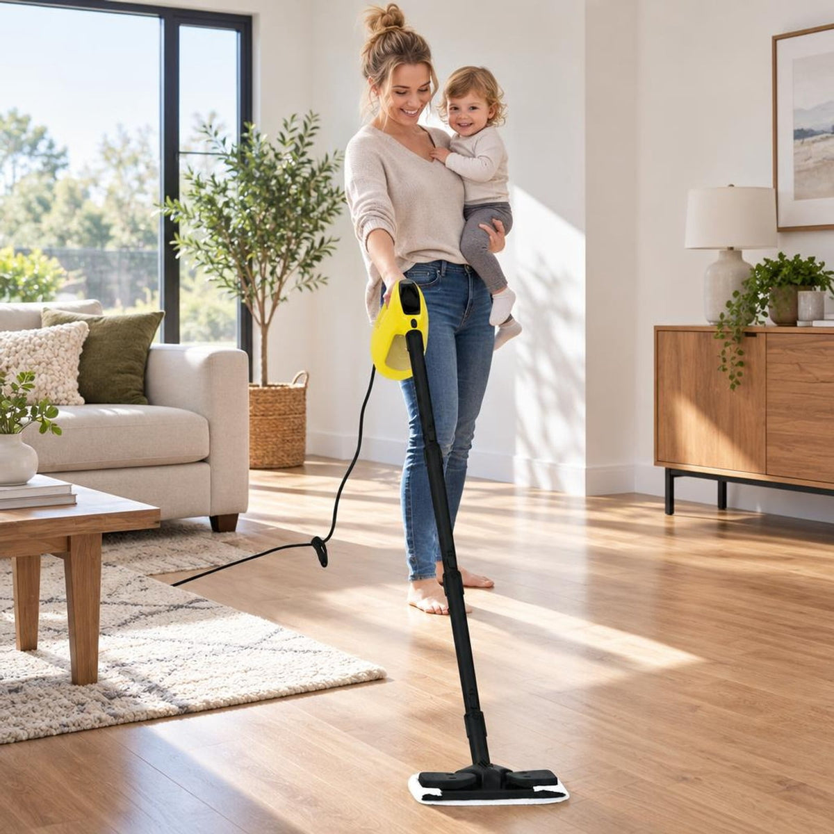 Airfind 1400W Handheld Steam Cleaner with 14-Piece Accessory Kit and Child Lock, PP Frame, 13 x 5 x 9.5 Footprint, Yellow