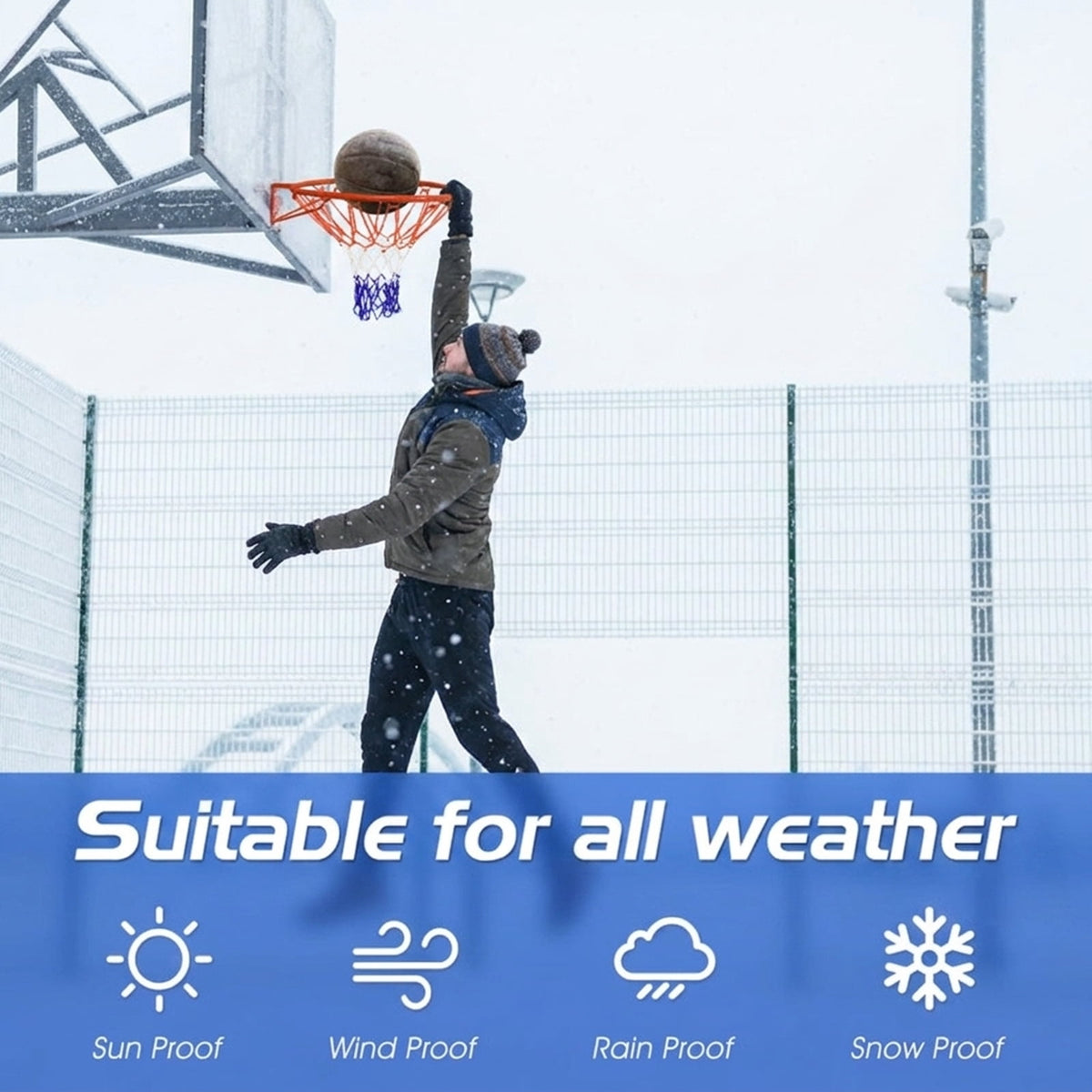 Airfind 18 Inch Steel Replacement Basketball Rim with All-Weather Polyethylene Net and Wall Mount Hardware for Indoor Outdoor Backboard Hoop Repair and Basketball Goal Restoration, Multicolor Net