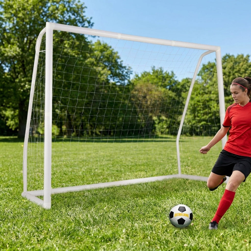 Airfind Backyard Soccer Goal with Ground Anchors Practice Cones, White