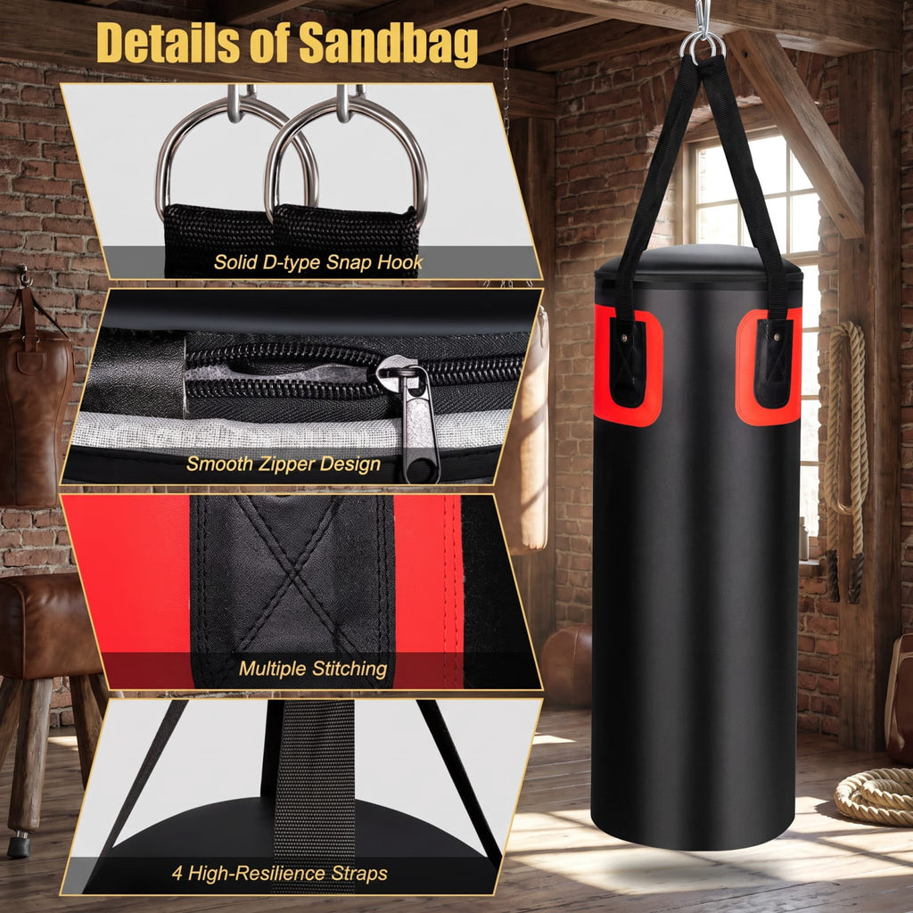 Airfind 56 Pound Filled Hanging Punching Bag Set for Adults with Hand Wraps and Boxing Gloves for Home Boxing Training, Black