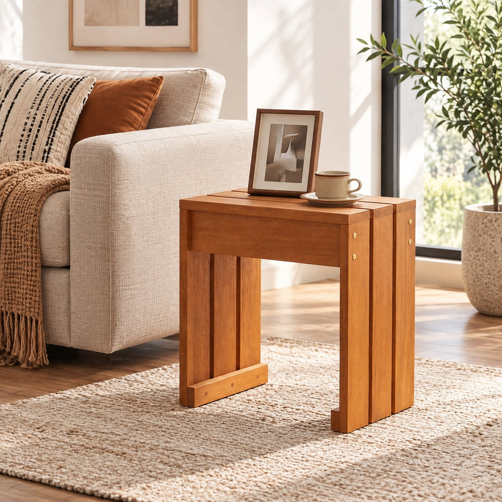 Airfind Multi-Use Solid Wood Backless Bench, Side Table and Plant Stand for Patio, Entryway, Living Room and Garden, 242 lbs Capacity, 18 Inch x 12 Inch x 17 Inch , Natural