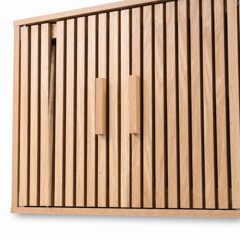 Airfind Bathroom Wall Cabinet with 2 Slatted Doors and 3-Level Adjustable Shelves, 22 lbs Capacity, Engineered Wood Frame, 24 x 8 x 20 Footprint