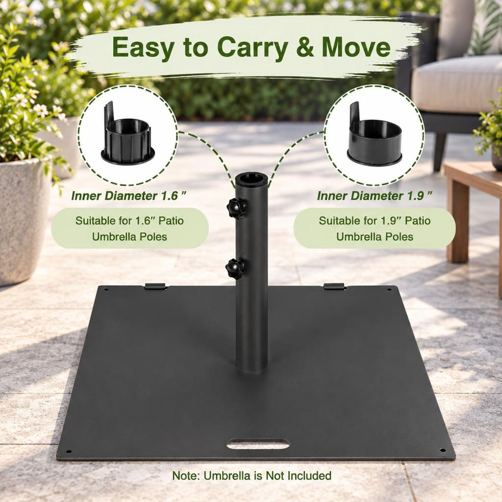 Airfind 24 Inch Square Patio Umbrella Base 50 LBS Weighted, Steel PP Frame, 24 x 24 x 14 (L x W x H) Suitable Footprint, Black
