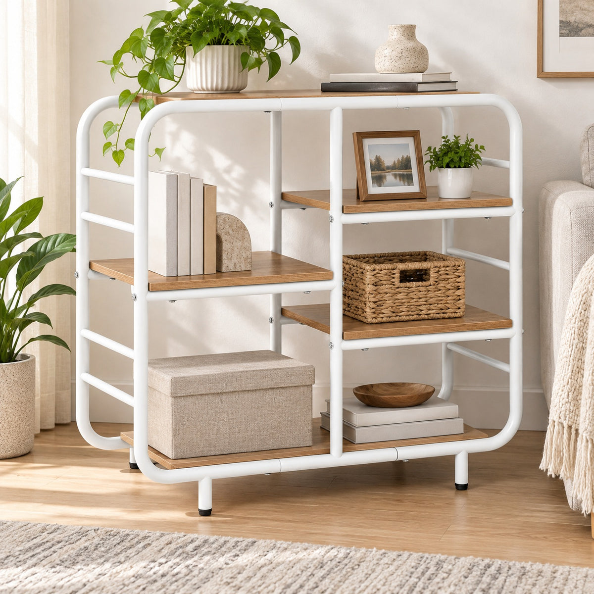 Airfind 5-Tier Storage Organizer Open Book Shelf with Metal Frame, 88 lbs Capacity, Engineered Wood Metal Frame, 30.5 x 12 x 27 Footprint