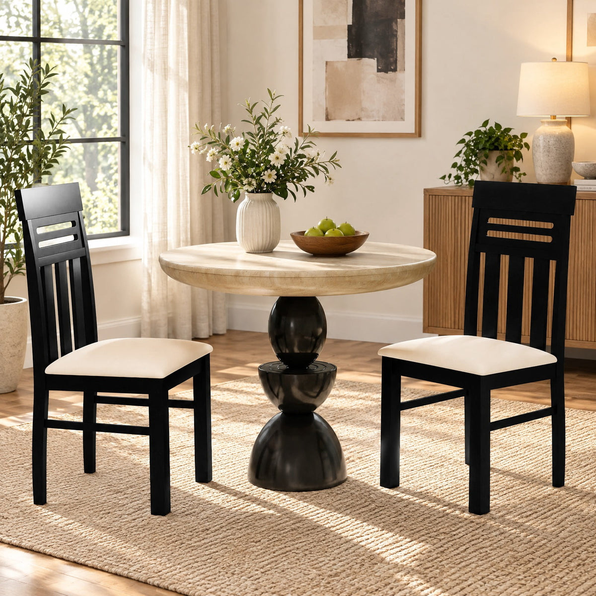 Airfind Dining Chairs High Back Dining Room Chairs Set of 2, Capacity 330 lbs Capacity, Rubber Wood PU Leather Frame, 19.5 x 17.5 x 38 Footprint