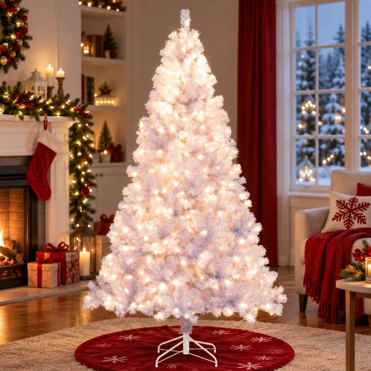 Airfind 7.5 FT Pre-Lit Tinsel Christmas Tree Artificial Xmas Tree, PVC PET Metal, 4.5 X 7.5 Ft, Lavender Purple for Convenient Everyday Use, Purple