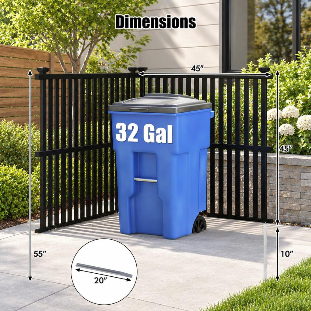 Airfind Air Conditioner Fence Panel with Metal Ground Stakes for Outside, PVC Metal Overall Height: 55 Frame, Black