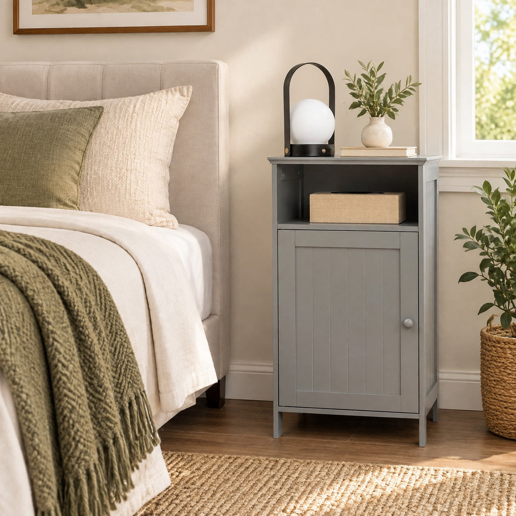 Airfind Bathroom Freestanding Adjustable Shelf Floor Storage Cabinet, MDF Frame, 16 Inch x 12 Inch x 27.5 Inch Footprint, Gray