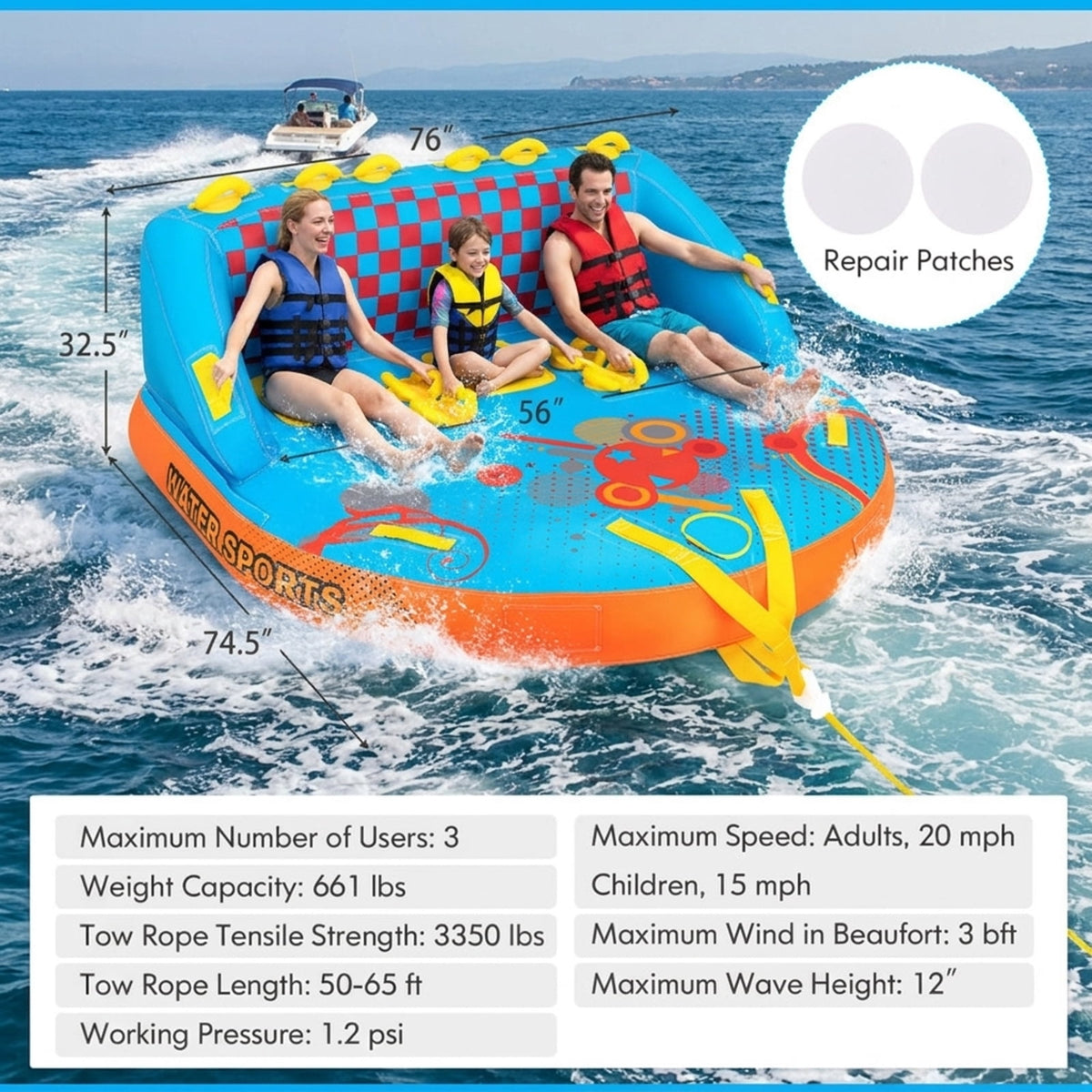 Airfind Oversized Inflatable Pool Float for Adults with Ultra-Soft Flocked Surface and Dual Air Chambers plus Patch Kit and Storage Bag for Lake and Swimming Pool Lounging