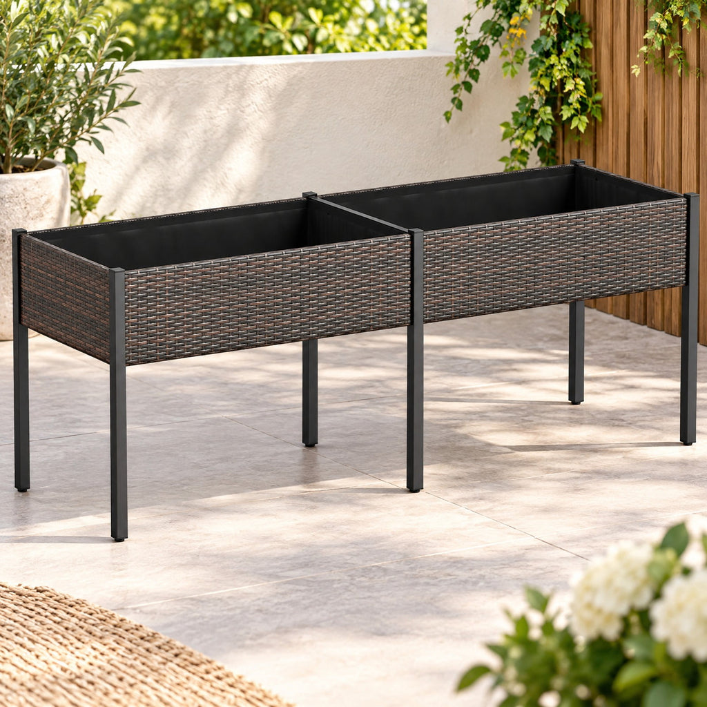 Airfind Raised Garden Bed with Legs and Removable Liner for Vegetables Herbs Patio, Planter 176 lbs Total Capacity, PE Rattan Metal Fabric Frame