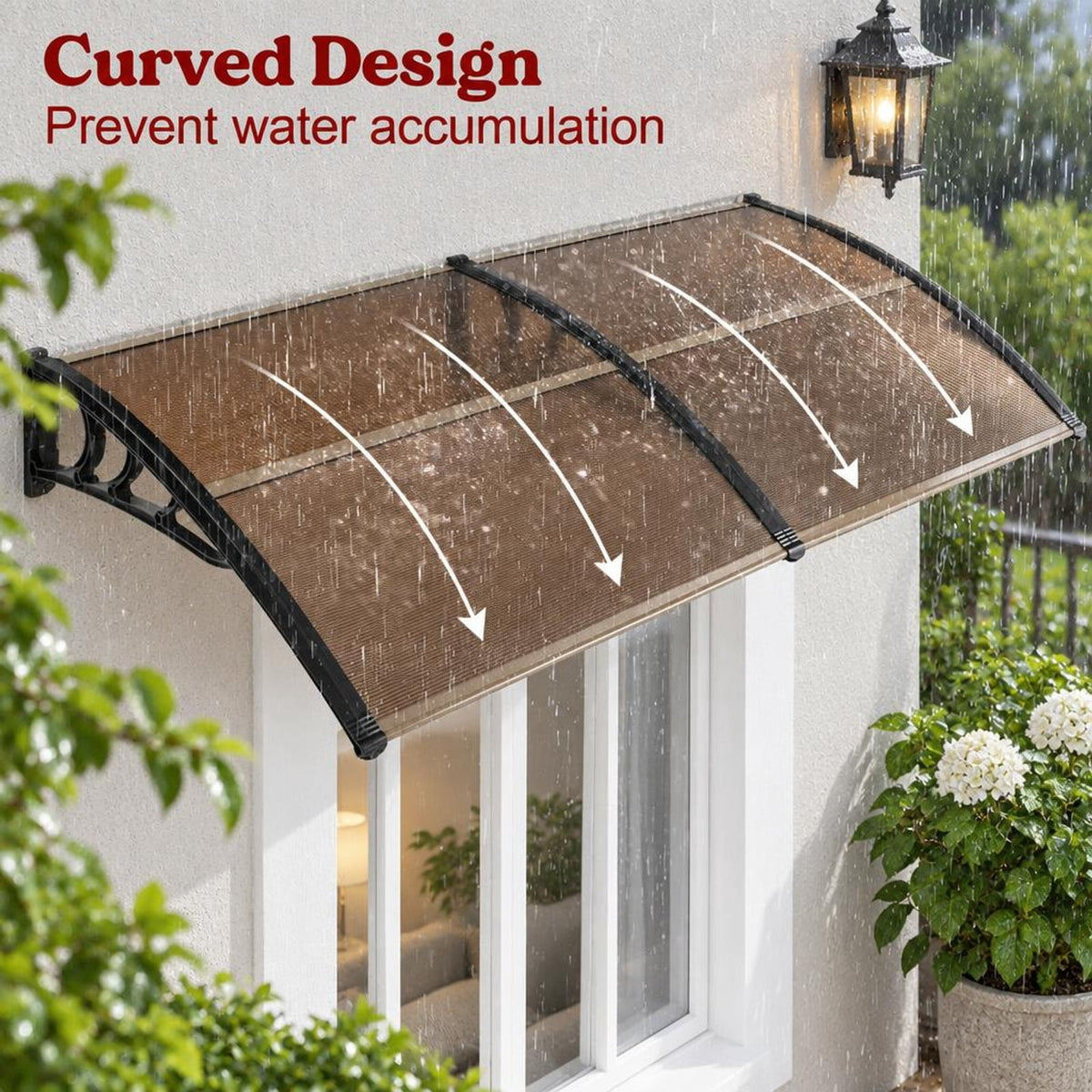 Airfind Outdoor Front Door Patio Overhang Awning for Sunlight Rain Snow Wind Protection-78 x 35 Inch, 44 lbs Capacity, 48 x 40 x 11 Footprint