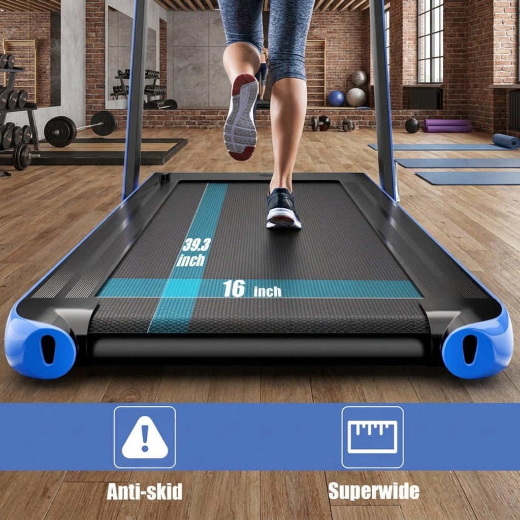 Airfind 2.25 HP 2-in-1 Walk-to-Run Folding Treadmill with App Sync and Audio Console Walking Treadmill for Home Supports 265 lbs, Navy