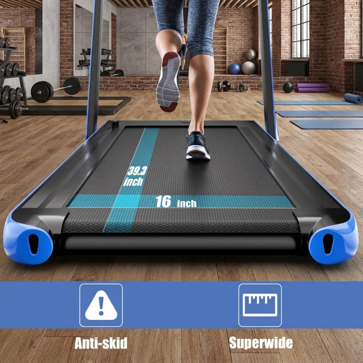 Airfind 2.25 HP 2-in-1 Walk-to-Run Folding Treadmill with App Sync and Audio Console Walking Treadmill for Home Supports 265 lbs, Navy