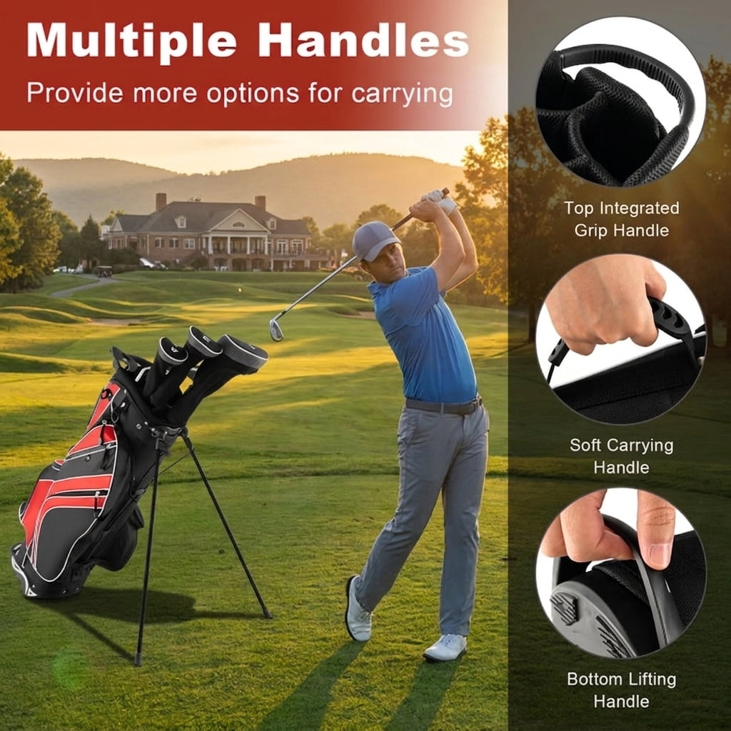 Airfind 6-Way Top Stand Bag with Auto-Deploy Legs and 8 Storage Pockets, Red
