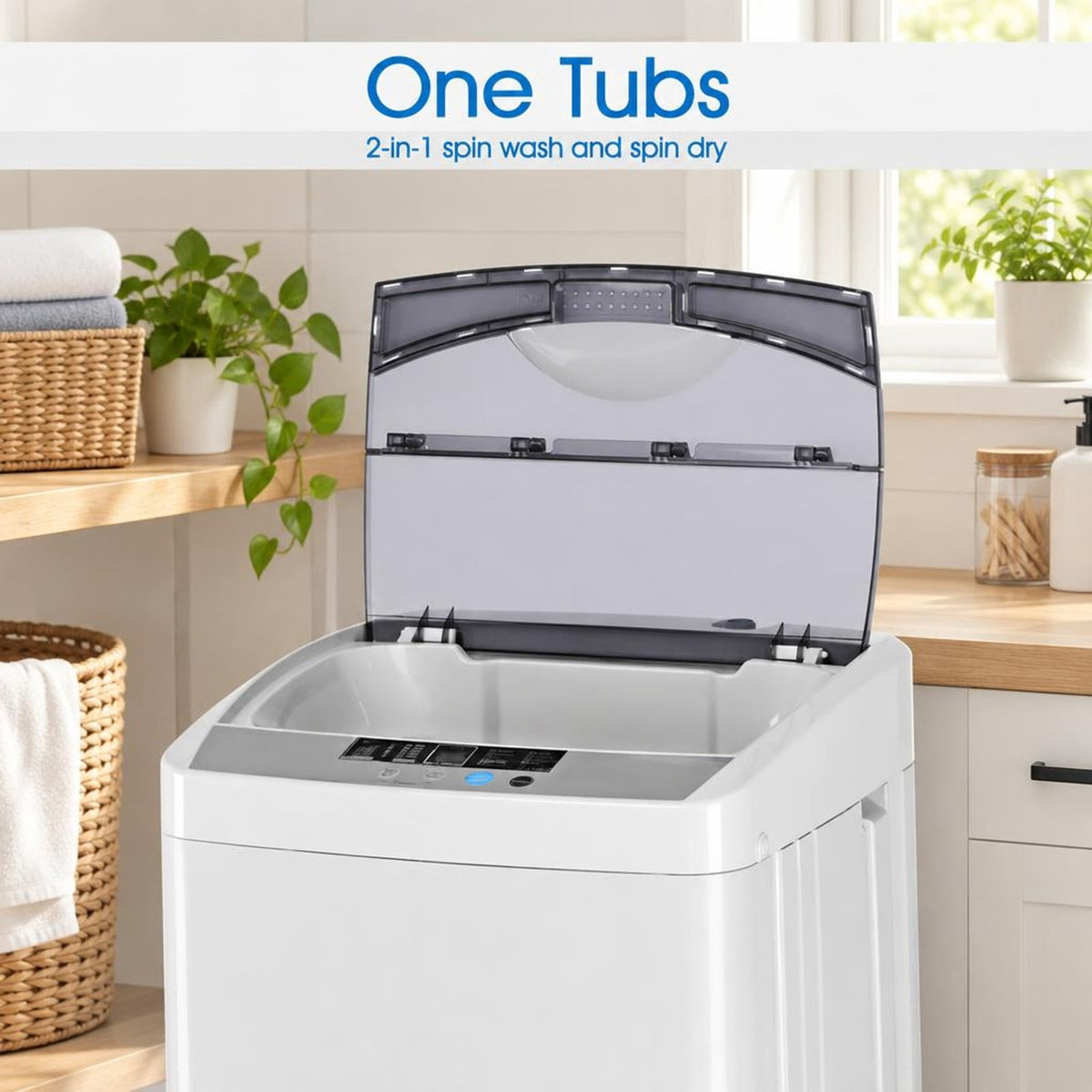 Airfind 12 lbs Full-automatic Washing Machine with 10 Wash Programs, PP plastic; Metal motor: Aluminum Inner tube: Stainless steel Frame