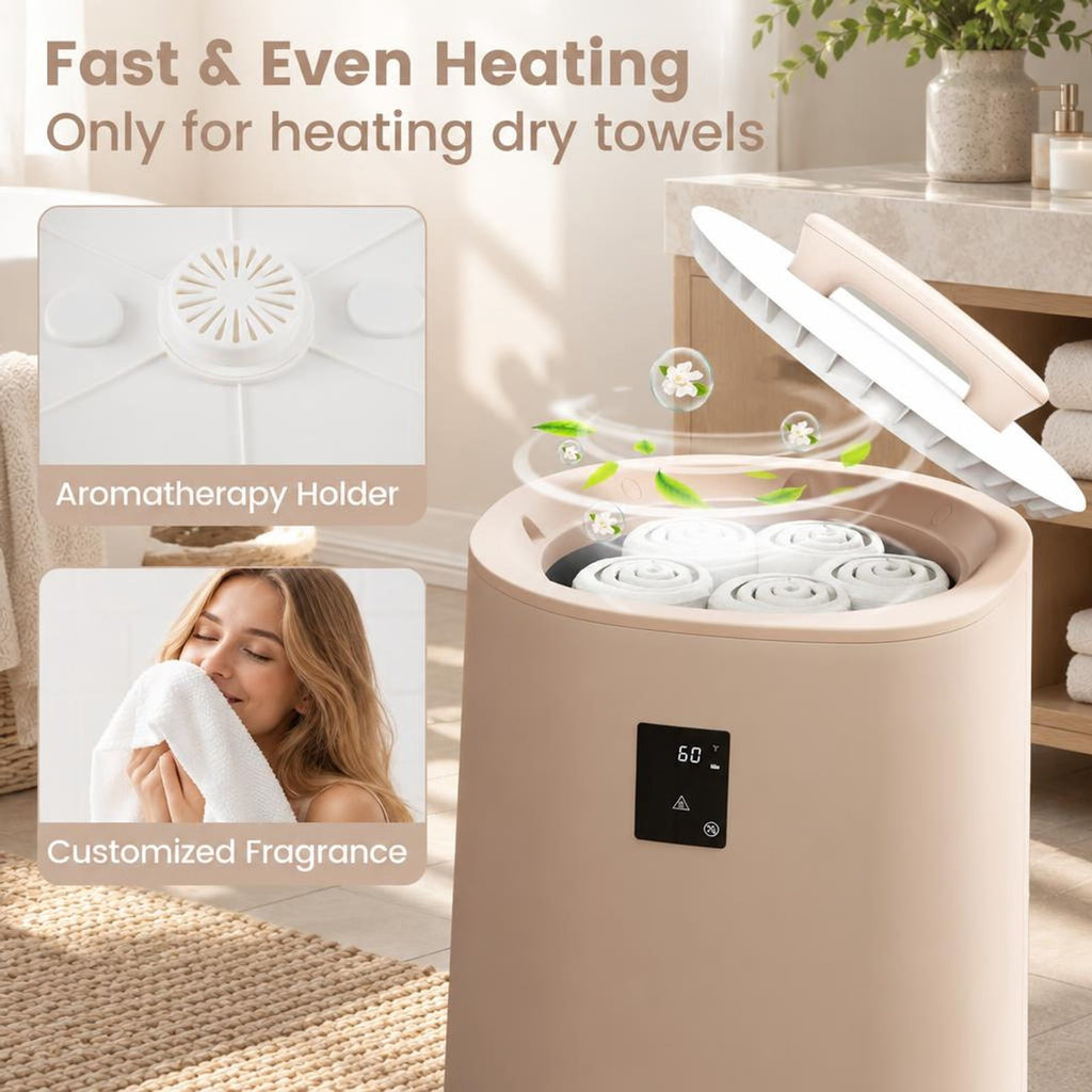 Airfind 18L Large Towel Warmer with LED Display and Auto Shut off, Plastic Frame, 14in x 14in x 20in Footprint, Coffee