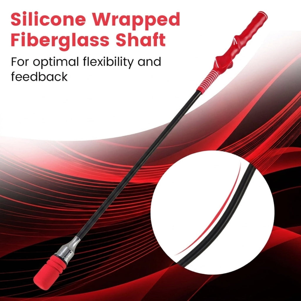 Airfind Golf Swing Trainer Click Stick with Weighted Head and Flexible Fiberglass Shaft plus Foam Headcover for Speed Flexibility and Balance, Red