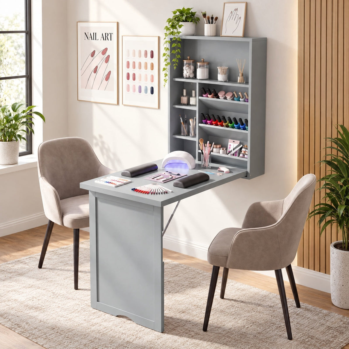Airfind Wall-Mounted Fold-Out Convertible Floating Desk Space Saver, Engineered Wood MDF, 36 Inch x 24 Inch