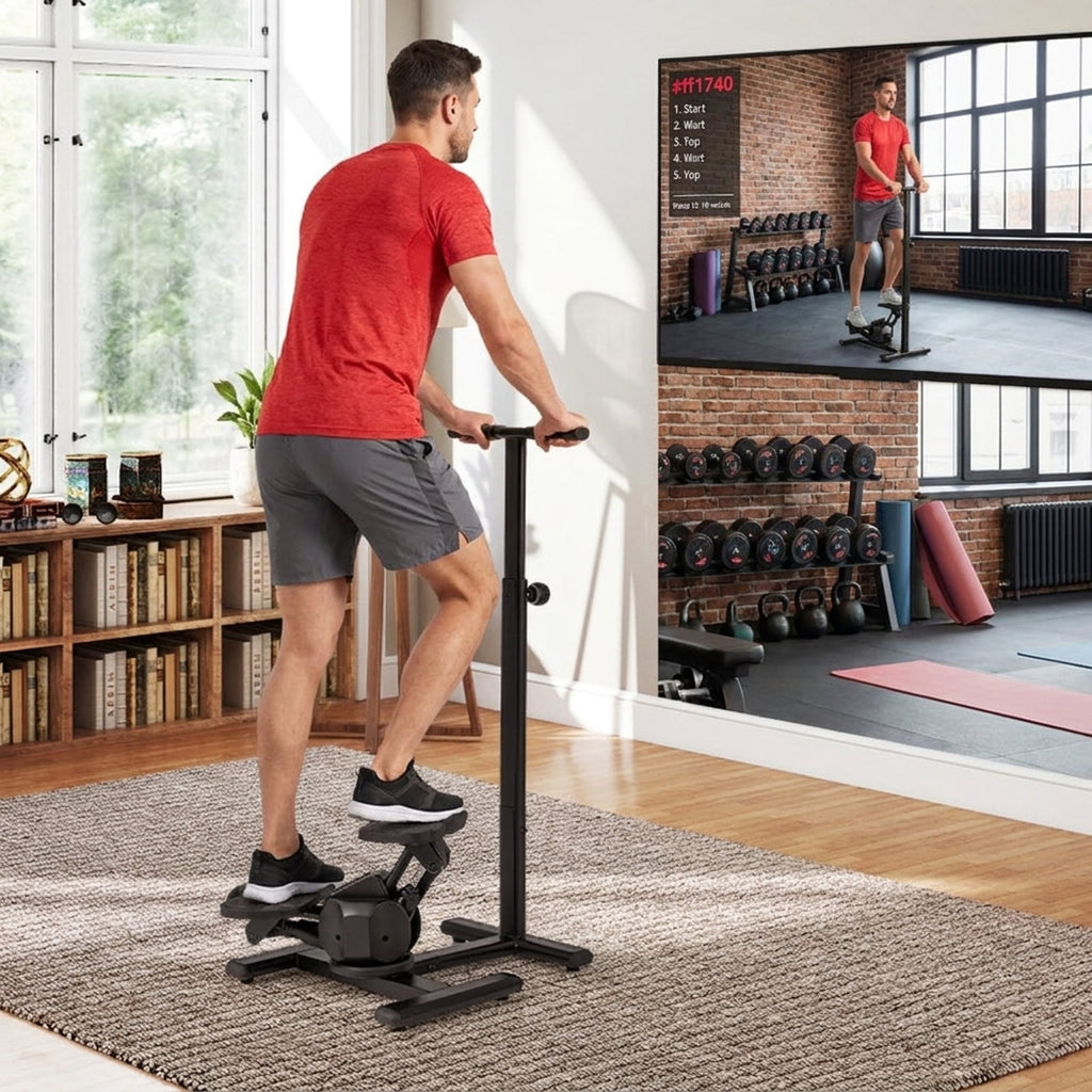Airfind Twisting Stair Stepper Workout Machine with 5-Level Adjustable Handlebar and LCD Monitor for Home Cardio and Lower Body Fitness Training, 300 lb Weight Capacity, Black