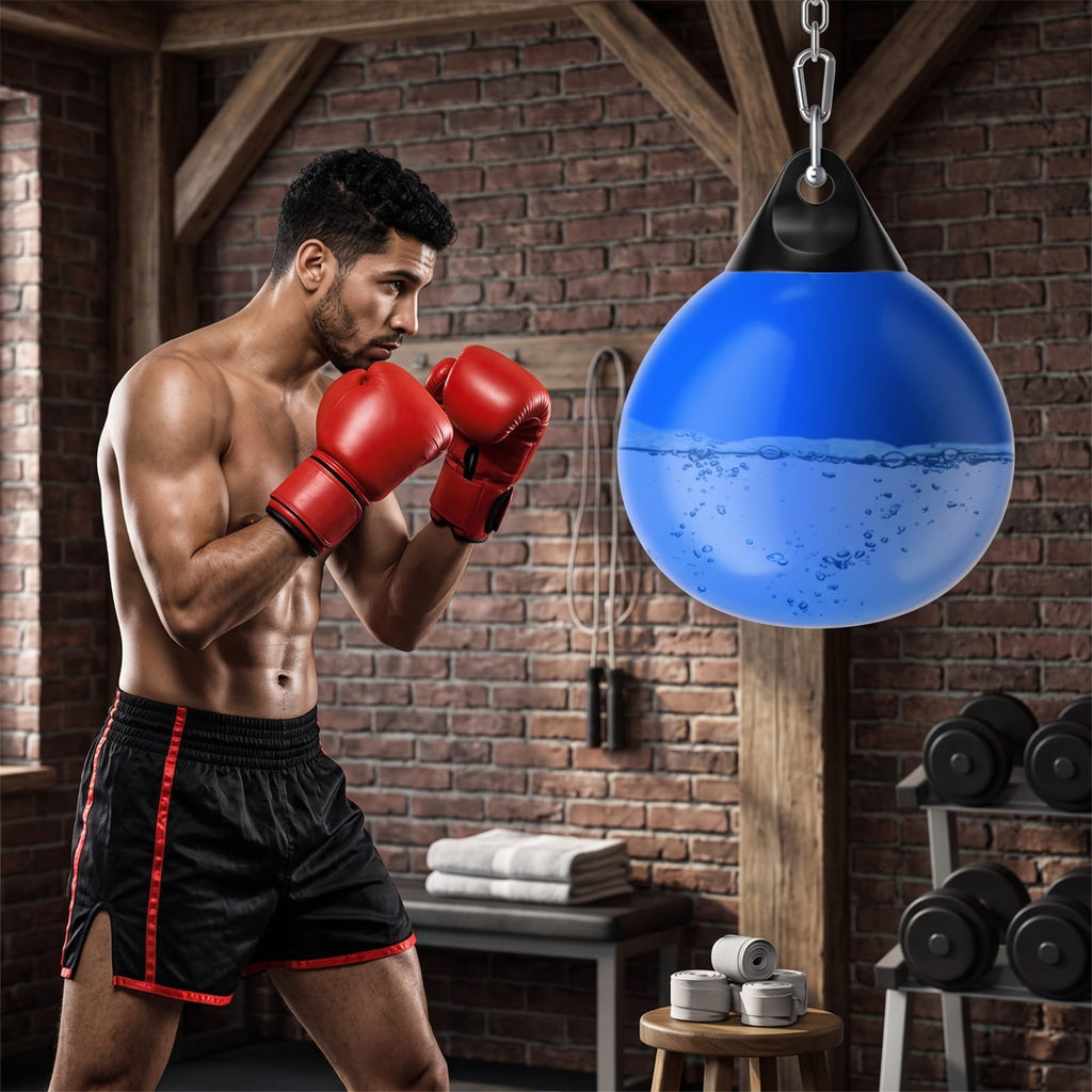 Airfind 21 Inch Water Aqua Punching Bag with Adjustable Metal Chain and Water Hose for Home Gym Boxing and Reaction Training, Blue