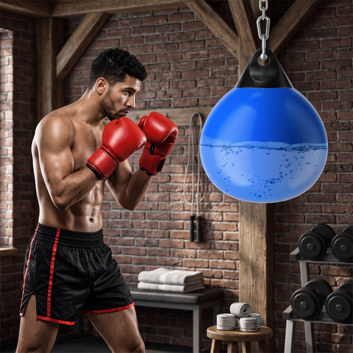 Airfind 21 Inch Water Aqua Punching Bag with Adjustable Metal Chain and Water Hose for Home Gym Boxing and Reaction Training, Blue