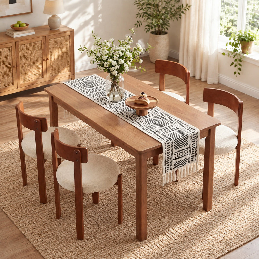 Airfind Modern Dining Chairs Set of 2 with Solid Rubber Wood Legs, 415 lbs Capacity, Rubber Wood Plywood Teddy Fleece Sponge Frame, Brown