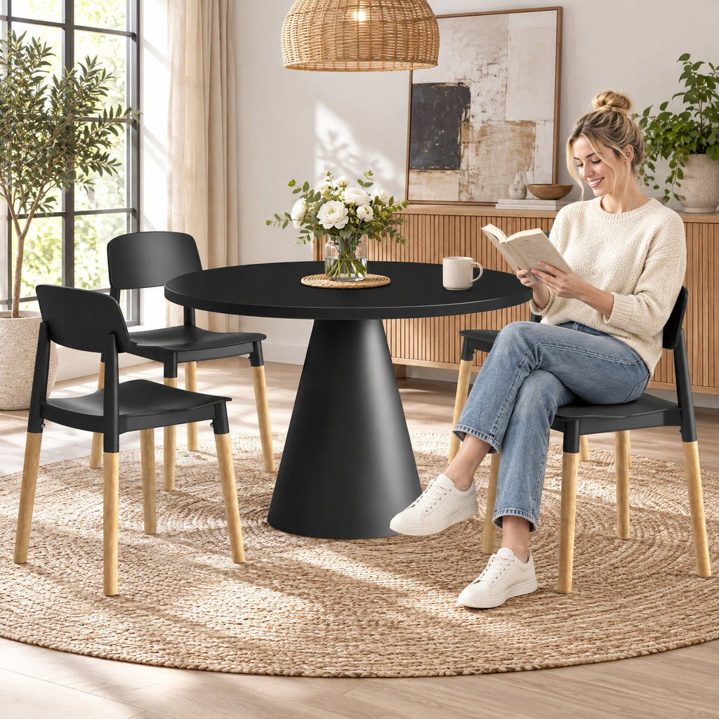 Airfind Modern Dining Side Chairs Set of 4 with Ergonomic Backrest for Dining Room, 330 lbs Capacity, PP Beech Frame, 19.5 x 17 x 30 Footprint