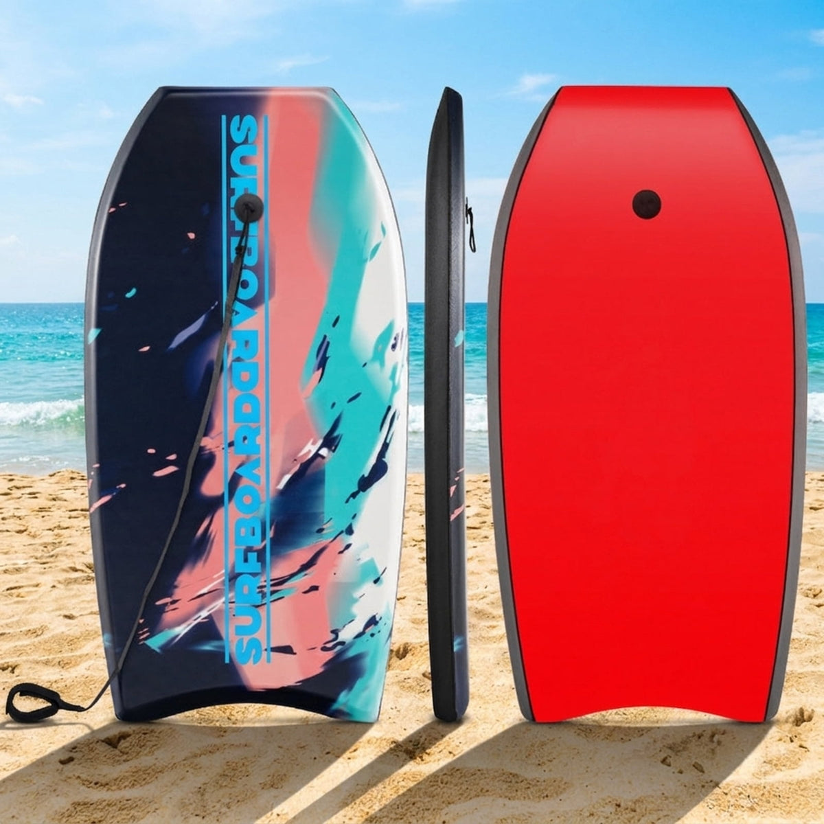 Airfind 41 Boogie Board with Sunset Splash Graphic Deck ¡ª EPS Core, XPE Top, HDPE Slick Bottom, Crescent Tail, Coiled Wrist Leash