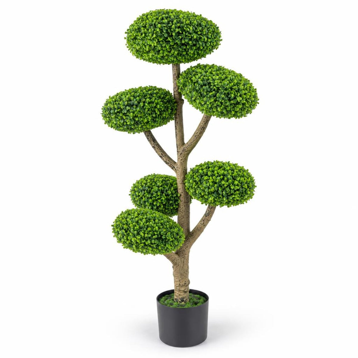 Airfind Indoor Outdoor 6 Balls Topiary Tree with Realistic Trunk and Weighted Cement-Filled Base, PP PE Frame, 7 x 45 Footprint