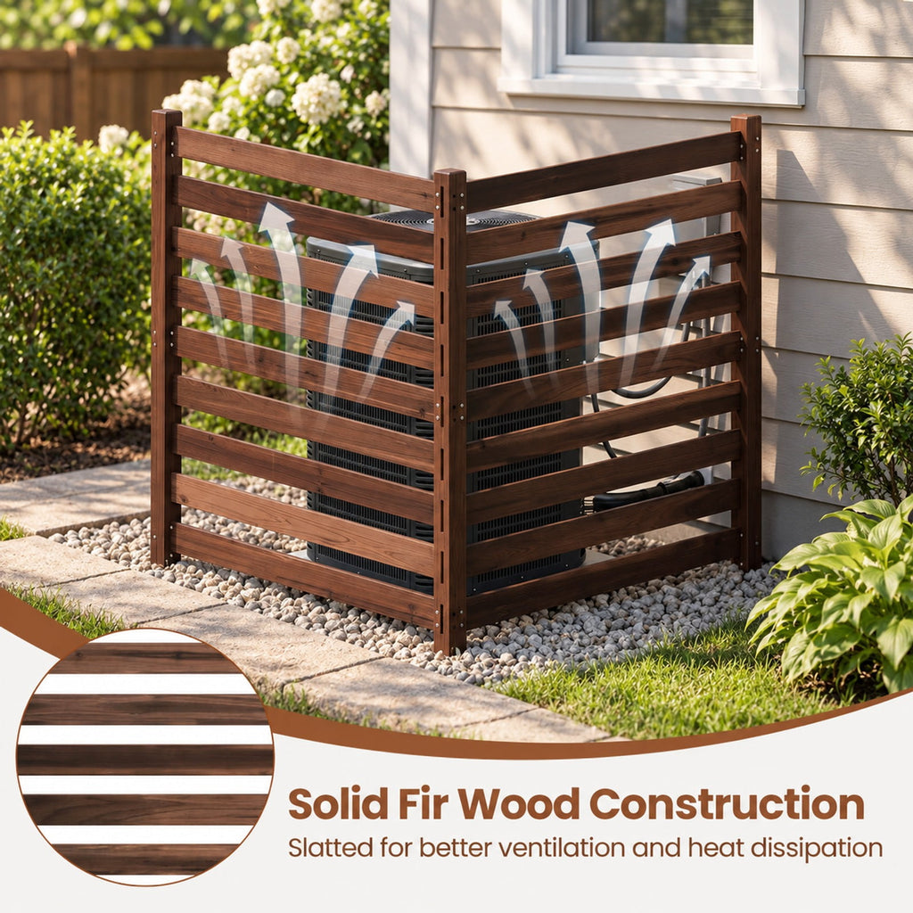 Airfind 2-Panel Wooden Outdoor Privacy Fence with Ground Stakes, Fir Wood Frame, Brown, Product Dimensions of Each Screen 38.5 Inch