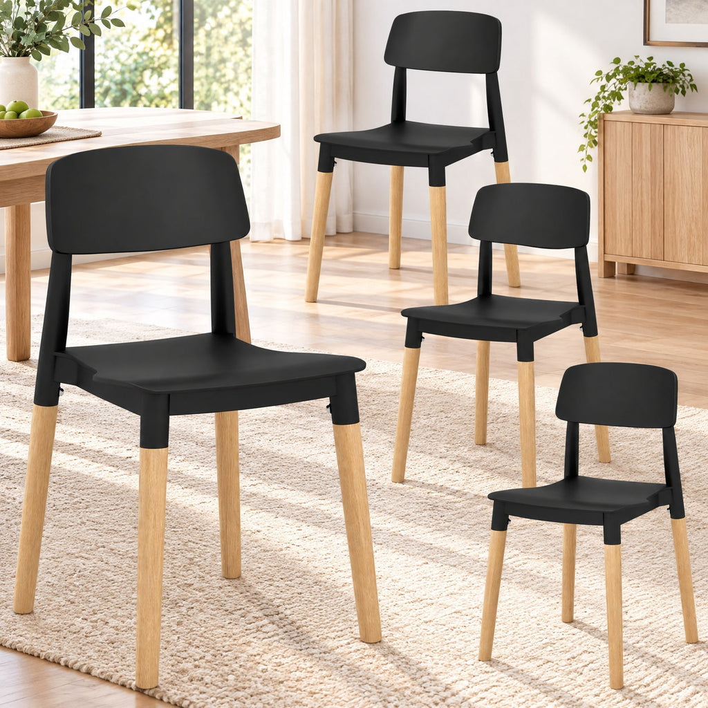 Airfind Modern Dining Side Chairs Set of 4 with Ergonomic Backrest for Dining Room, 330 lbs Capacity, PP Beech Frame, 19.5 x 17 x 30 Footprint