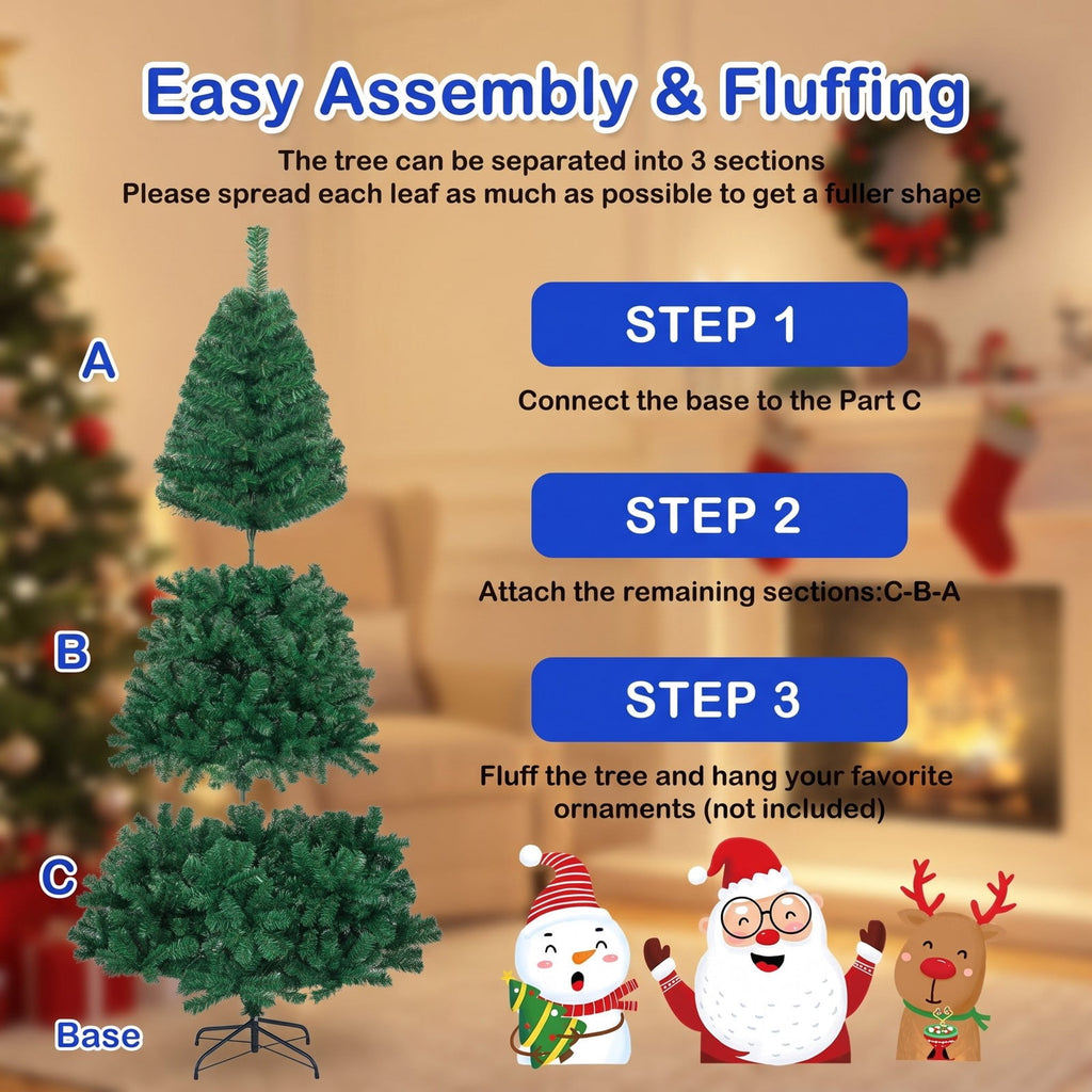 Airfind Artificial PVC Christmas Tree with Solid Metal Stand-7 ft, PVC Blade width: 2.4 Inch Frame, Green The material of stand: Metal