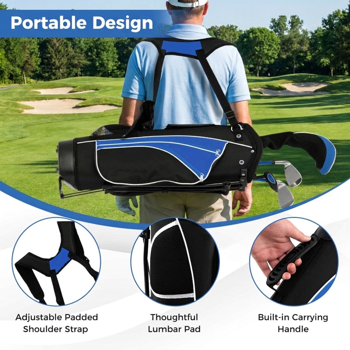 Airfind Womens Complete Golf Club Set with 10 Pieces Including an Alloy Driver and Carbon Fiber Shaft Plus Headcovers and a Lightweight Stand Bag as a Full Golf Set, Blue