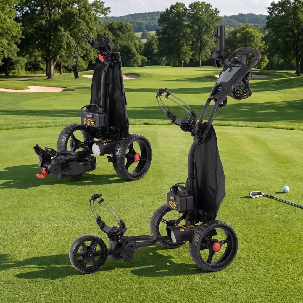 Airfind 3 Wheel Electric Golf Bag Cart with Adjustable Handle and 9 Speed Settings and USB Port for Course Walking, Black