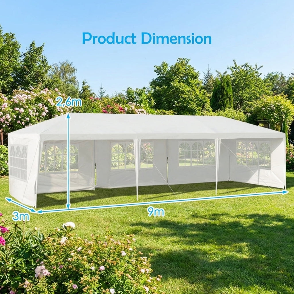 Airfind 10ftx30ft Party Canopy Tent, 5 Sidewalls, White