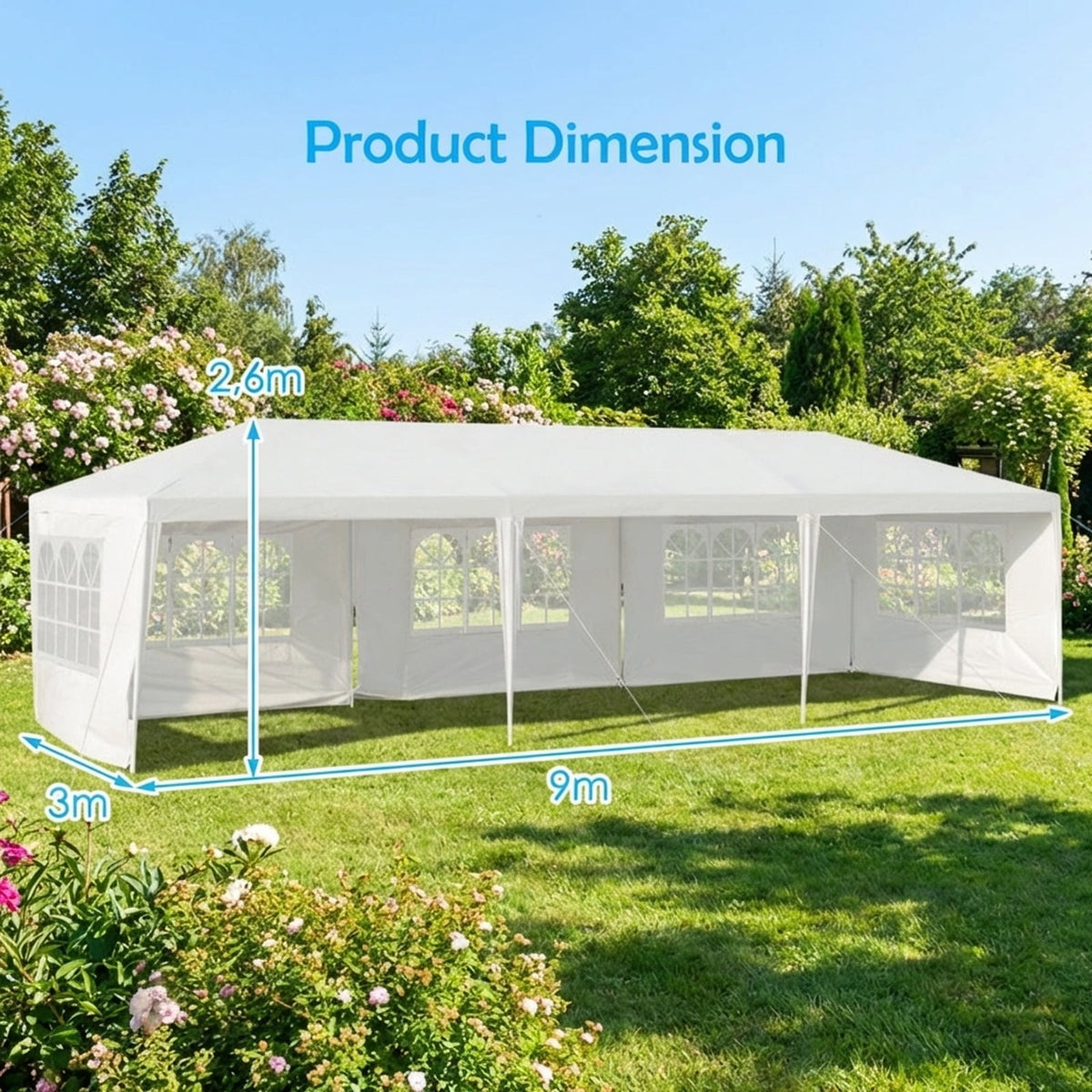 Airfind 10ftx30ft Party Canopy Tent, 5 Sidewalls, White