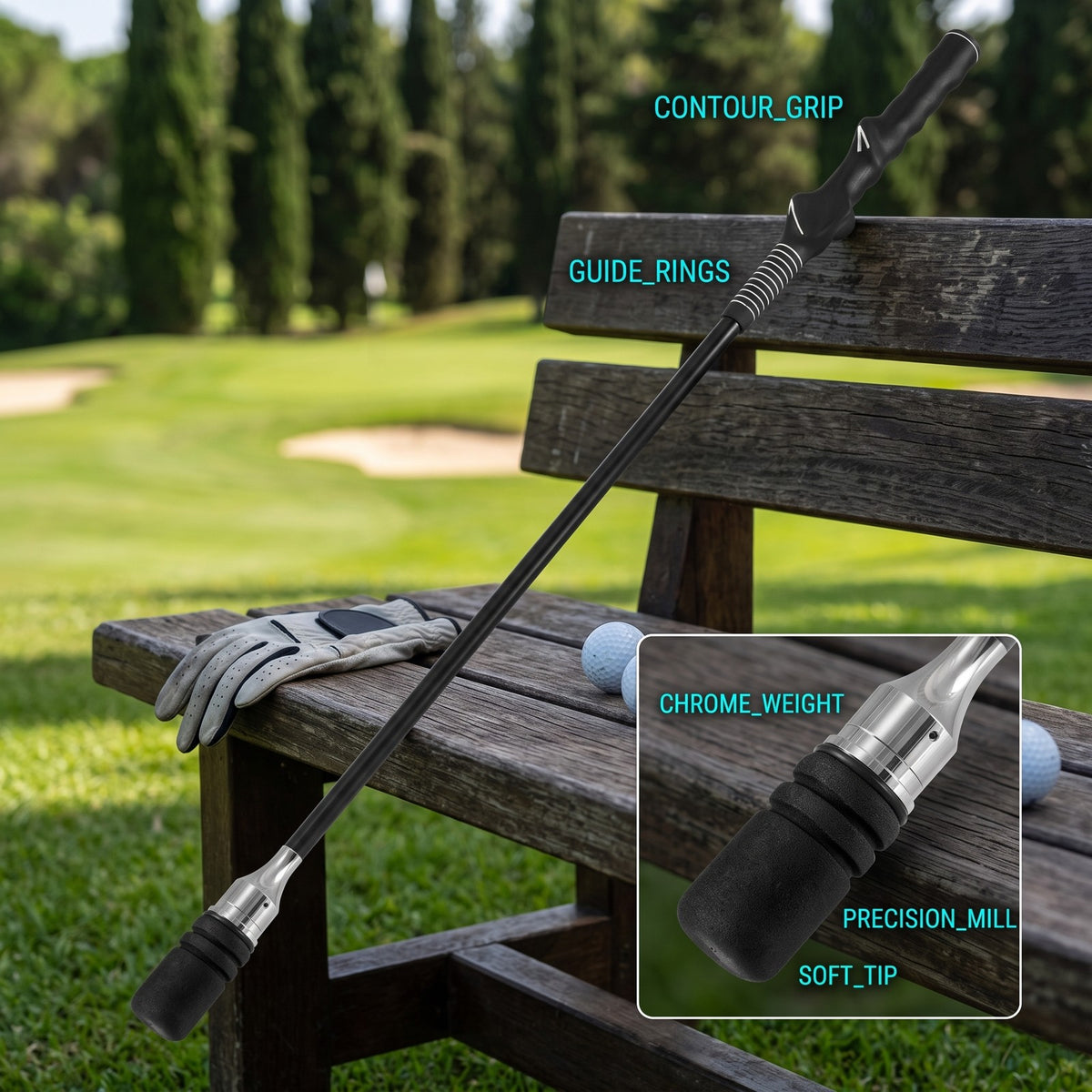 Airfind Golf Swing Trainer Click Stick Swing Training Aid for Speed, Tempo, Flexibility and Balance, Weighted Fiberglass Practice Stick for Men and Women, Black