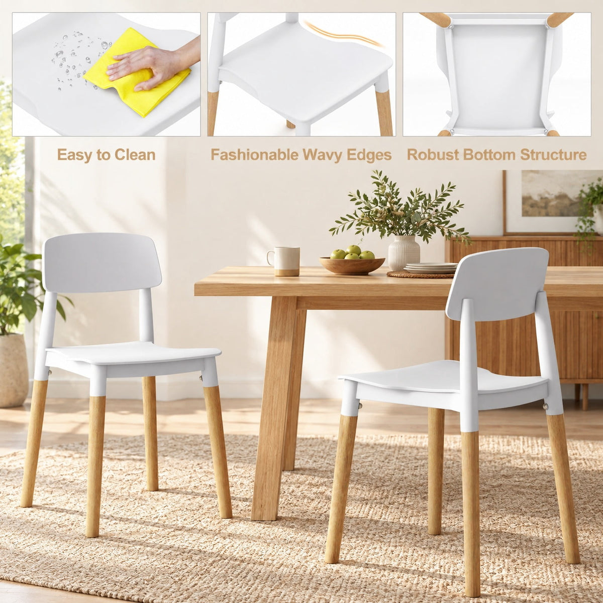 Airfind Modern Dining Side Chairs Set of 4 with Ergonomic Backrest for Dining Room, 330 lbs Capacity, PP Beech Frame, 19.5 x 17 x 30 Footprint