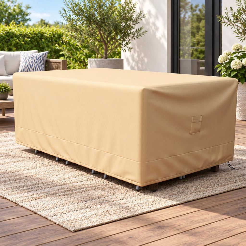 Airfind Patio Furniture Cover with Padded Handle and Click-Close Straps-90 x 50 x 32 inches, Polyester PU Frame, Beige Blue