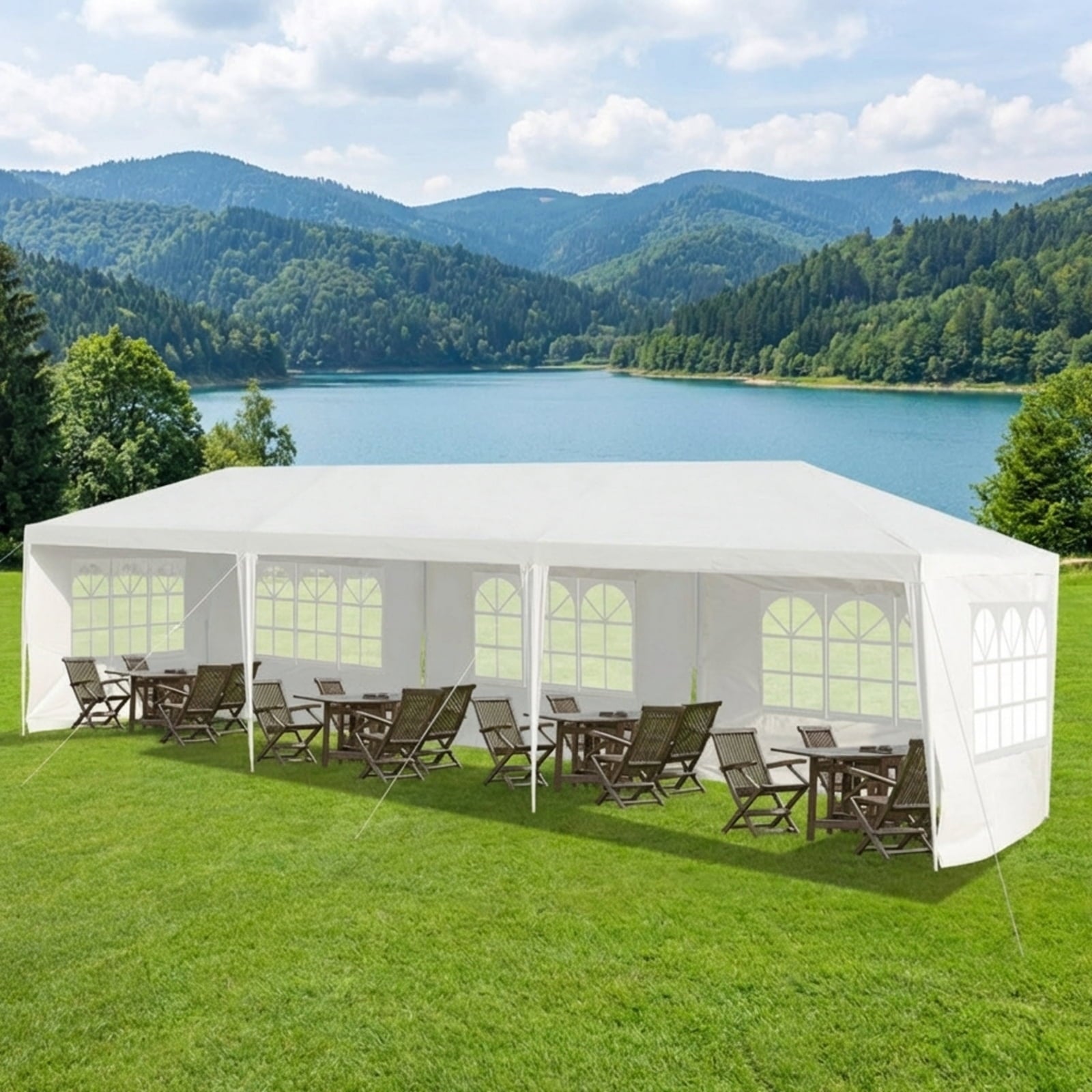 Airfind 10ftx30ft Party Canopy Tent, 5 Sidewalls, White