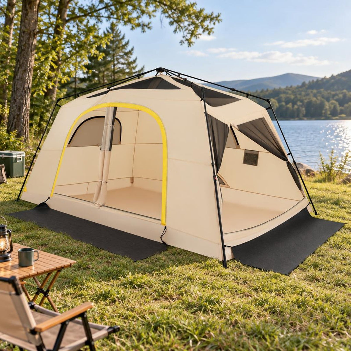 Airfind 10 Person Instant Cabin Camping Tent with Rainfly 13 ft x 9 ft Portable Large Family Tent, Coffee