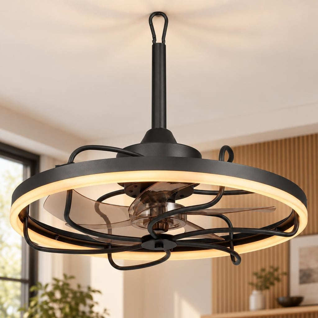 Airfind 20 Inch Ceiling Fan with Dimmable LED Light 6 Speeds and Timer, ABS Frame, 20 Inch x 15 Inch Footprint, Memory Function for Added Convenience, Black