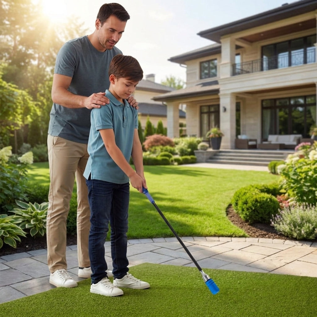 Airfind Foldable Golf Hitting Mat with Chipping Net, 3 Practice Balls, Anti-Slip Rubber Base and Portable Storage, Blue