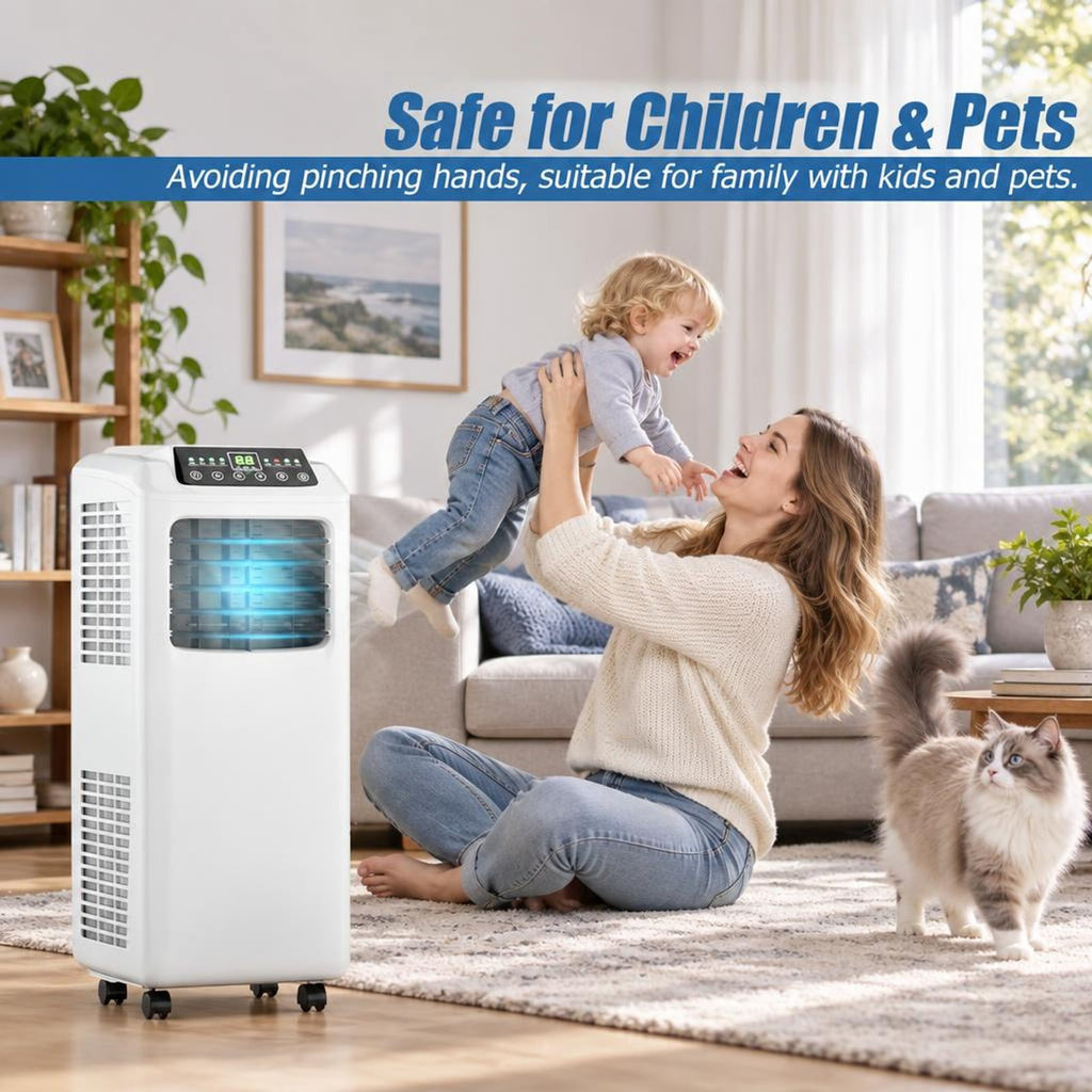 Airfind 9000 BTU Portable Air Conditioner with Built, 12 Inch x 13 Inch x 30 Inch (W x D x H) Product weight: 54.5 lbs Footprint, Black + white Cooling