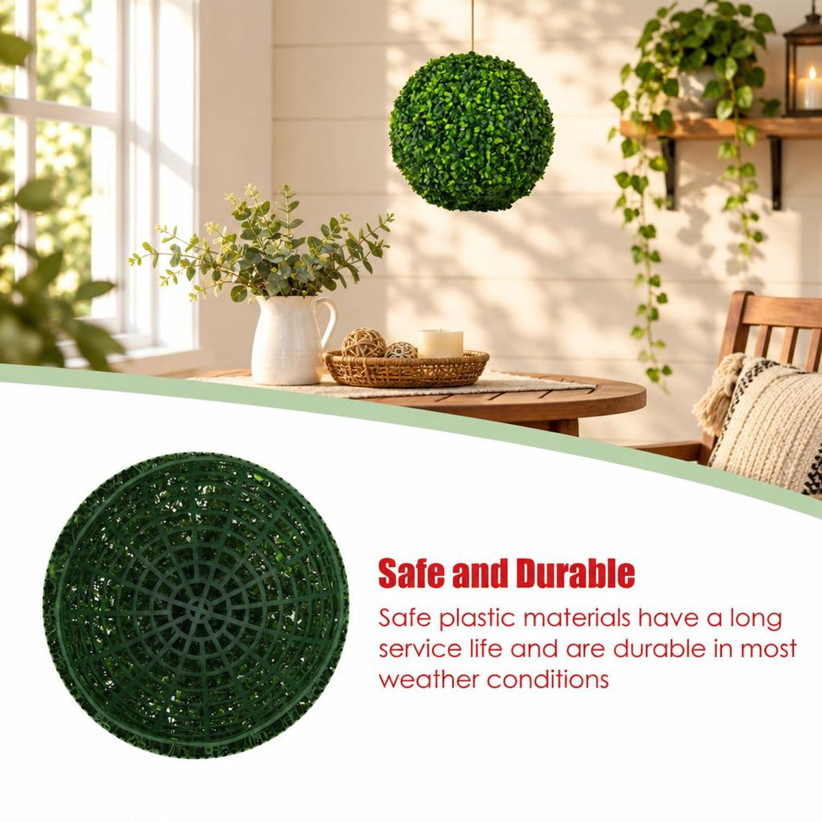 Airfind 2 Pieces 15.7 Inch Artificial Boxwood Topiary Ball Tree Set, PE Frame, 19 Inch x 19 Inch x 19 Inch Footprint, Green